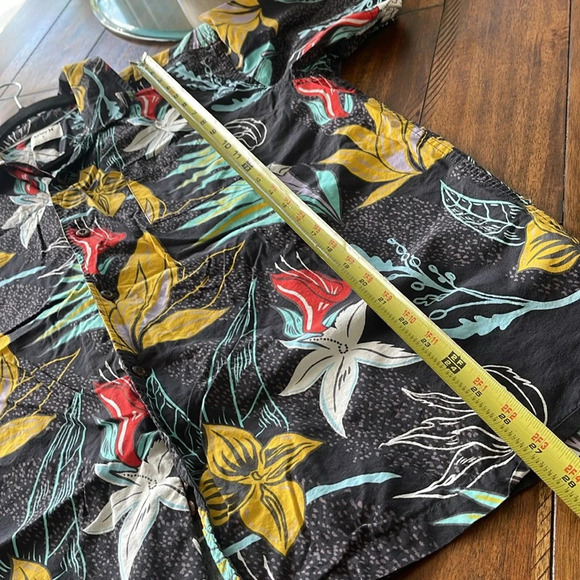 Hurley Shirt Large L black  Floral Hawaiian Short Sleeve Button down tropical - Picture 12 of 15